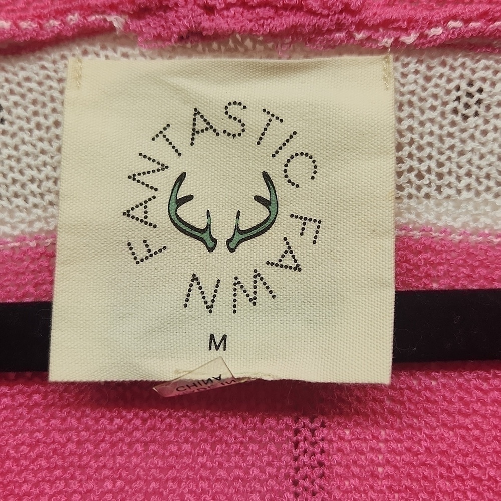 Fantastic fawn long cardigan sweater pink ivory stripes NWOT - Picture 4 of 7